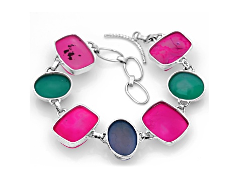 Dyed Drusy Agate Sterling Silver Bracelet 35.00ctw