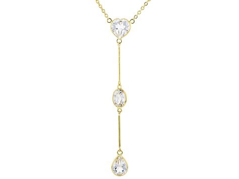 White Topaz 14k Yellow Gold Drop Necklace 3.51ctw