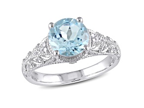 2.33ctw Sky Blue Topaz and Diamond Accent Vintage Ring in Sterling Silver