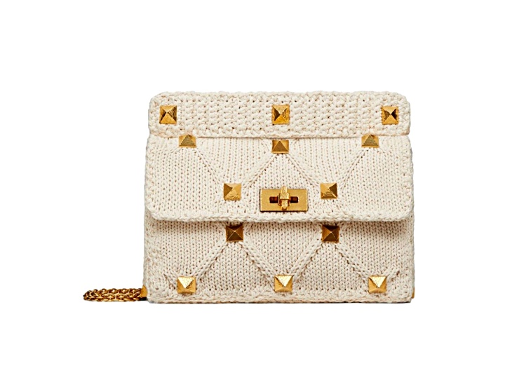 ひとめぼれ♪◇ROMAN STUD ショルダーバッグ◇VALENTINO Valentino Garavani Roman Stud Large Shoulder Bag Ivory Knit