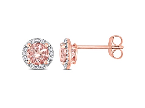 Morganite and Diamond 10K Pink Gold Earrings 1.03ctw