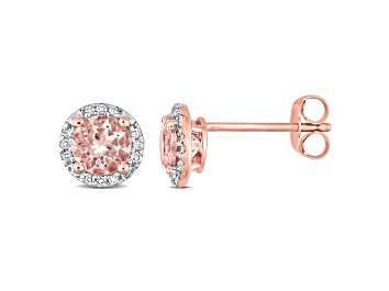 Picture of Morganite and Diamond 10K Pink Gold Earrings 1.03ctw