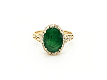 Picture of 3.52 Ctw Emerald and 0.35 Ctw White Diamond Ring in 14K YG