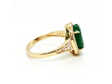 3.52 Ctw Emerald and 0.35 Ctw White Diamond Ring in 14K YG