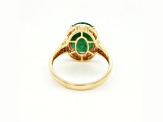 3.52 Ctw Emerald and 0.35 Ctw White Diamond Ring in 14K YG