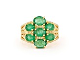 Emerald and Diamond 18K Yellow Gold over Sterling Silver Ring 4.71ctw