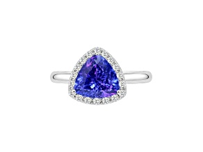 14K White Gold Trillion Tanzanite Ring 1.05Ctw