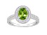 8x6mm Oval Peridot 1/5 ctw Diamond Rhodium Over Sterling Silver Halo Ring