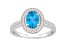 8x6mm Oval Blue Topaz 1/5 ctw Diamond Rhodium Over Sterling Silver Halo Ring