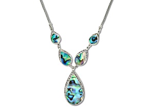 Silver Treasures by Samuel B. Abalone Shell "Y" Necklace Sterling Silver