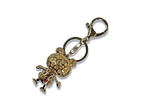 Gold Tone with Light Green and Clear Crystal Froggy Key Chain