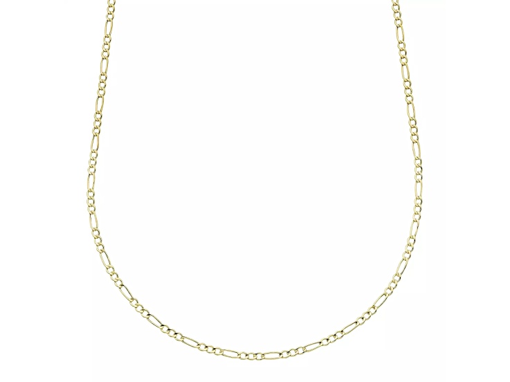 14k Gold 2mm Figaro Hollow Chain Necklace