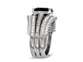 Lab Created Blue and White Sapphire Sterling Silver Bridal Ring Set 3.68ctw