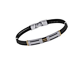 Stainless Steel and 18K Yellow Gold Cable Bracelet