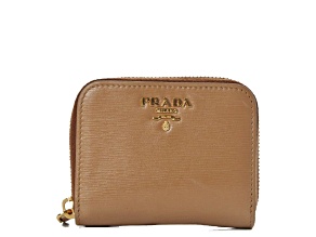 Prada Vitello Move Cipria Beige Leather Zip Around