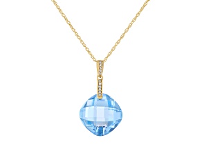 Blue Lab Created Spinel 14K Gold Pendant With Chain 8.50 ctw