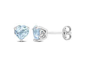 2ctw Heart Sky Blue Topaz Stud Earrings in Sterling Silver