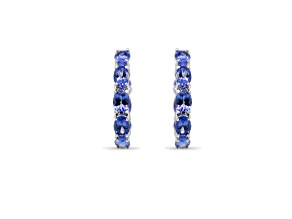 Oval Tanzanite and CZ Rhodium Over Sterling Silver Earrings, 8.15ctw