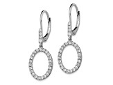 Rhodium Over 14K White Gold Lab Grown Diamond SI1/SI2, G H I, Oval Leverback Earrings