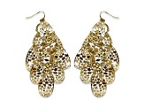 Gold Tone Filigree Drop Cluster Earring