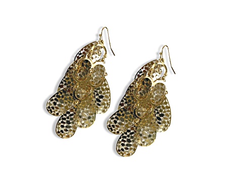 Gold Tone Filigree Drop Cluster Earring