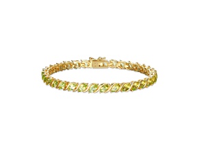 Green Peridot 18k Yellow Gold Over Sterling Silver Tennis Bracelet