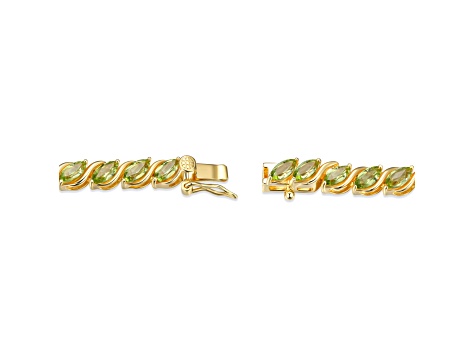 Green Peridot 18k Yellow Gold Over Sterling Silver Tennis Bracelet