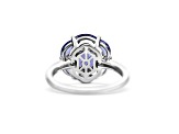 Rhodium Over Sterling Silver Mixed Shape Tanzanite and White Zircon Ring 3.84ctw