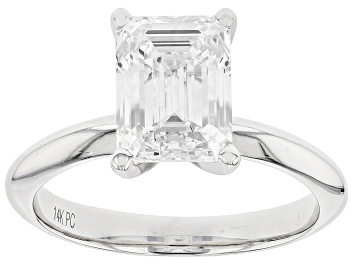 Picture of 14K White Gold Emerald Cut IGI Certified Lab Grown Diamond Solitaire Ring 3.0ct