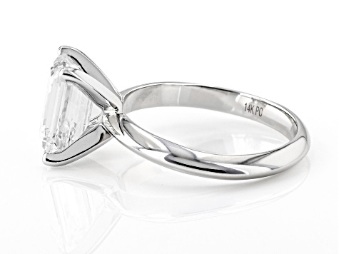 14K White Gold Emerald Cut IGI Certified Lab Grown Diamond Solitaire Ring 3.0ct