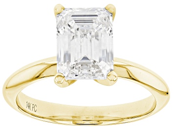 Picture of 14K Yellow Gold Emerald Cut IGI Certified Lab Grown Diamond Solitaire Ring 3.0ct, F/VS2