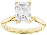 14K Yellow Gold Emerald Cut IGI Certified Lab Grown Diamond Solitaire Ring 3.0ct, F/VS2