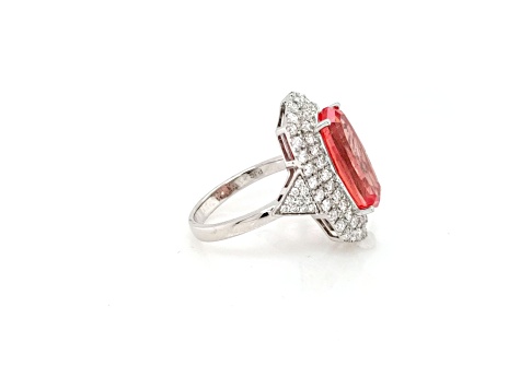 6.20 Cts Rhodochrosite and 1.14 Cts Diamond Ring in 14K WG