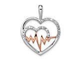 14K Two-tone Gold  Diamond Heart with Beat Pendant