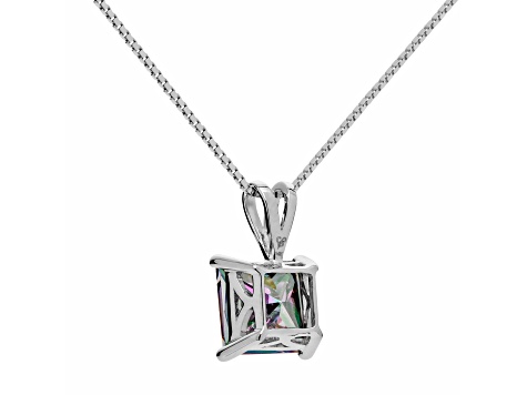 Multi-color Cubic Zirconia 14k White Gold Pendant With Chain 2.00ctw