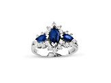 1.75ctw Marquise Sapphire and Diamond Ring in 14k White Gold