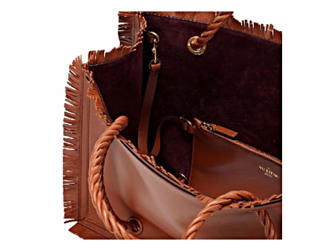 トートバッグ (VALENTINO)VLogo Locker Large fringed leather tote bag(SALE) VLogo Locker Large fringed leather tote bag in black