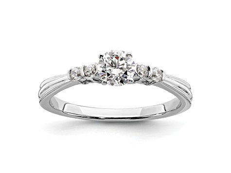 Rhodium Over 14K White Gold Lab Grown Diamond VS/SI GH, Complete Engagement Ring 0.5ctw