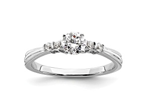 Rhodium Over 14K White Gold Lab Grown Diamond VS/SI GH, Complete Engagement Ring 0.5ctw