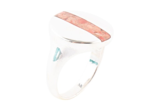 Barse Jewelry Orange Sponge Coral Sterling Silver Signet Circle Ring