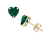 Green Lab Created Emerald 10K Yellow Gold Stud Earrings 1.30ctw