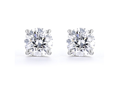 Certified White Lab-Grown Diamond E-F SI 18k White Gold Stud Earrings 2.00ctw