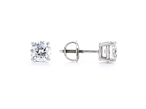 Certified White Lab-Grown Diamond E-F SI 18k White Gold Stud Earrings 2.00ctw