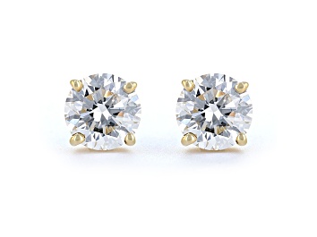 Picture of Round White IGI Certified Lab-Grown Diamond 18k Yellow Gold Stud Earrings 2.00ctw