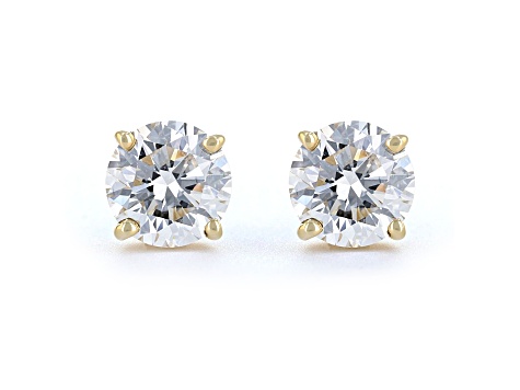 Round White Lab-Grown Diamond 18k Yellow Gold Stud Earrings 2.00ctw