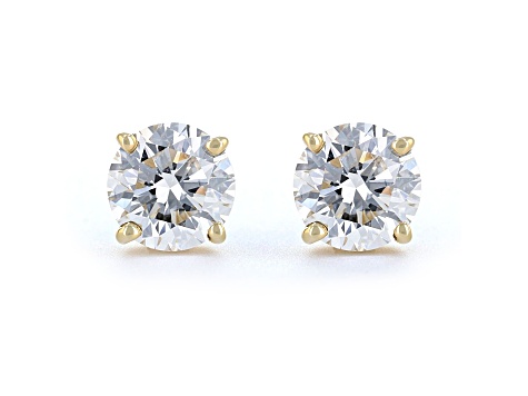 Certified White Lab-Grown Diamond E-F SI 18k Yellow Gold Stud Earrings 2.00ctw