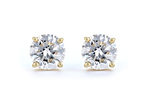 Certified White Lab-Grown Diamond 18k Yellow Gold Stud Earrings 2.00ctw