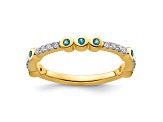 14K Yellow Gold Stackable Expressions Blue Topaz and Diamond Ring 0.21ctw