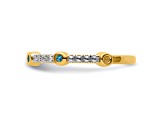 14K Yellow Gold Stackable Expressions Blue Topaz and Diamond Ring 0.21ctw