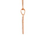 White Cubic Zirconia 14k Rose Gold Cross Pendant With Chain 0.30ctw